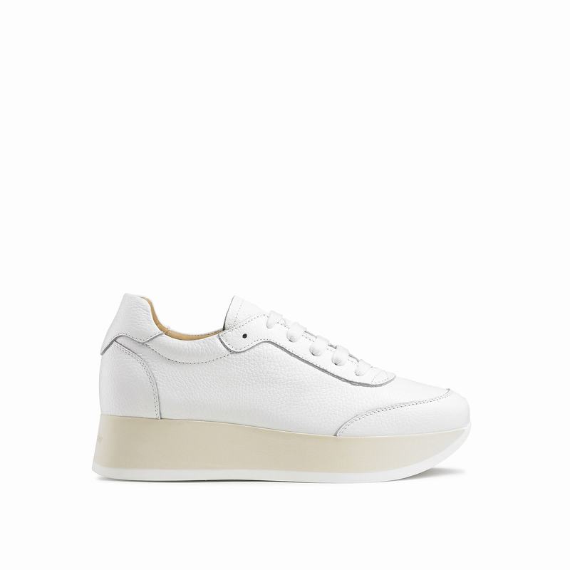 Russell & Bromley Throwback Womens Platform Lace Sneakers White |XMT5643XH|